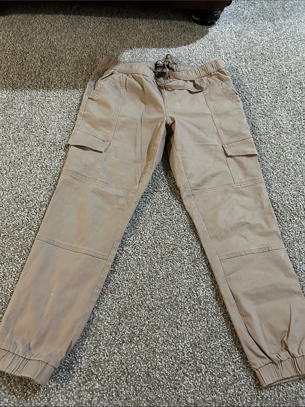 Rewash Men's Cargo Jogger Pants in Light Brown
